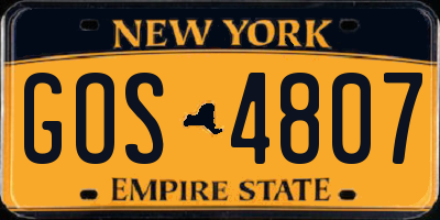 NY license plate GOS4807