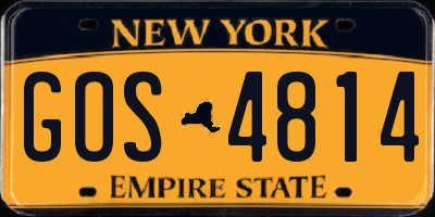 NY license plate GOS4814