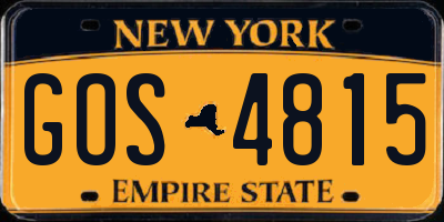 NY license plate GOS4815