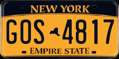 NY license plate GOS4817