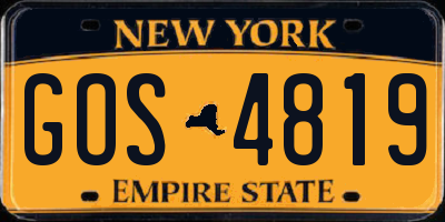 NY license plate GOS4819