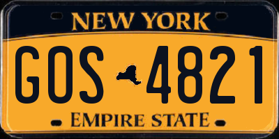 NY license plate GOS4821