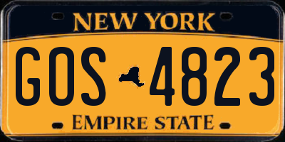 NY license plate GOS4823