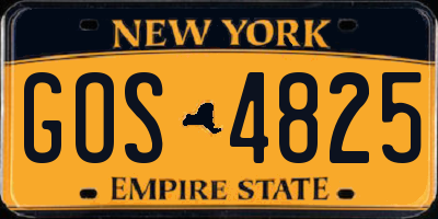 NY license plate GOS4825