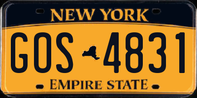 NY license plate GOS4831