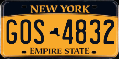 NY license plate GOS4832