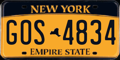 NY license plate GOS4834