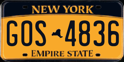 NY license plate GOS4836