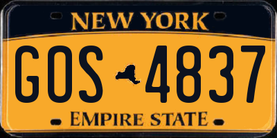 NY license plate GOS4837