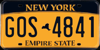 NY license plate GOS4841