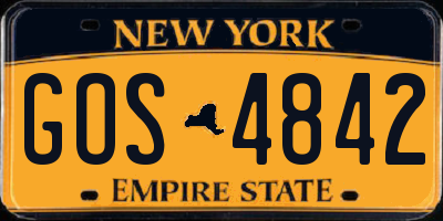 NY license plate GOS4842