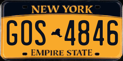 NY license plate GOS4846