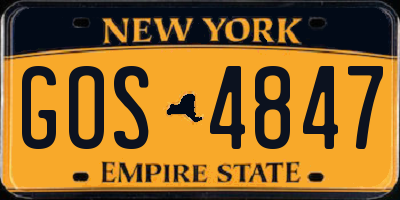 NY license plate GOS4847