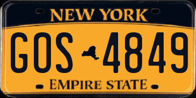 NY license plate GOS4849