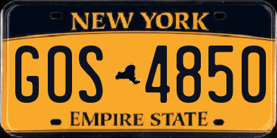 NY license plate GOS4850