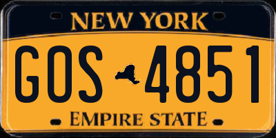 NY license plate GOS4851