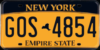 NY license plate GOS4854