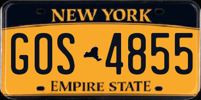 NY license plate GOS4855