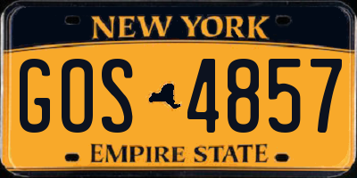 NY license plate GOS4857