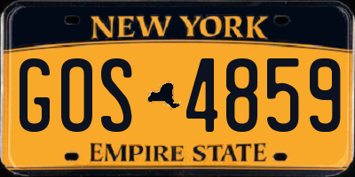 NY license plate GOS4859