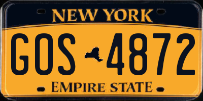 NY license plate GOS4872
