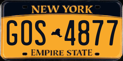 NY license plate GOS4877
