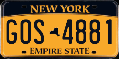 NY license plate GOS4881