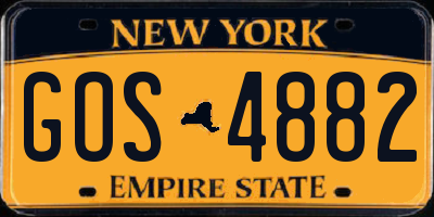 NY license plate GOS4882