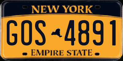 NY license plate GOS4891