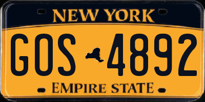 NY license plate GOS4892