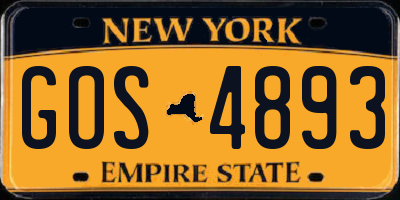 NY license plate GOS4893