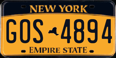 NY license plate GOS4894