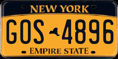 NY license plate GOS4896