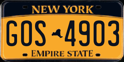 NY license plate GOS4903