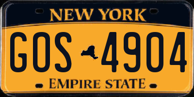 NY license plate GOS4904