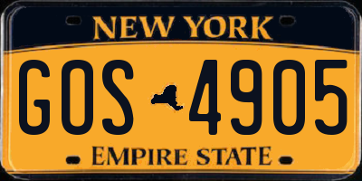 NY license plate GOS4905