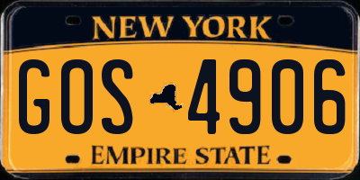 NY license plate GOS4906