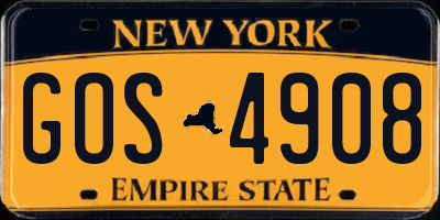 NY license plate GOS4908