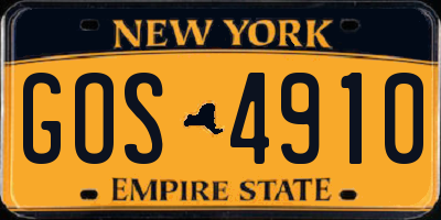 NY license plate GOS4910