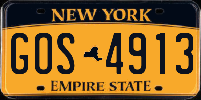 NY license plate GOS4913