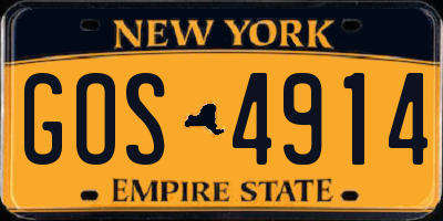 NY license plate GOS4914