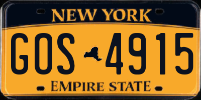 NY license plate GOS4915