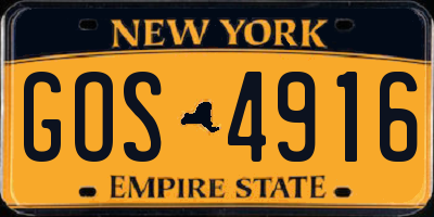 NY license plate GOS4916