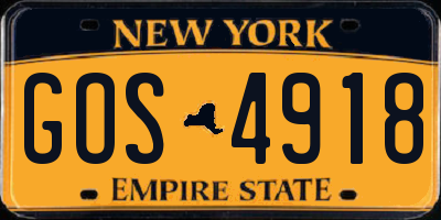 NY license plate GOS4918