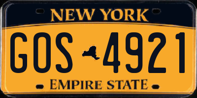 NY license plate GOS4921