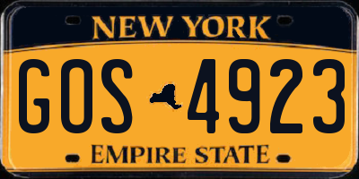 NY license plate GOS4923