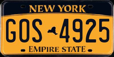 NY license plate GOS4925