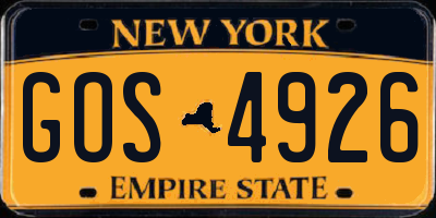 NY license plate GOS4926