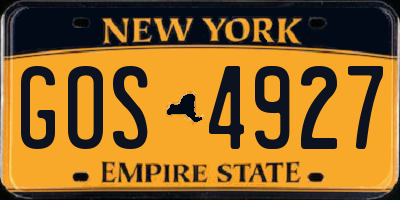NY license plate GOS4927