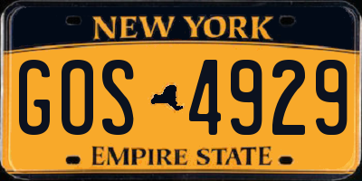 NY license plate GOS4929